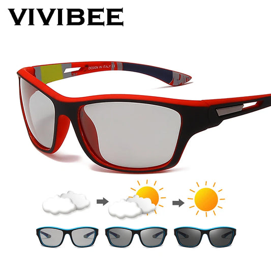 Cycling Photochromic Sunglasses Red Frame