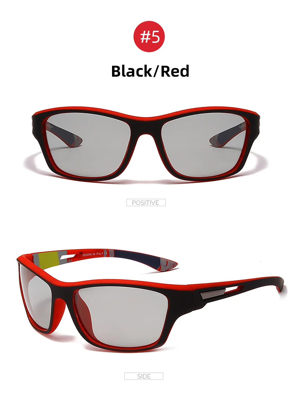 Cycling Photochromic Sunglasses Red Frame