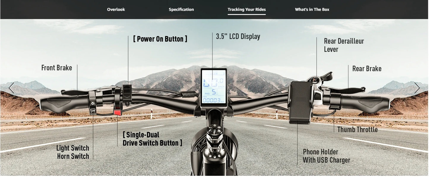 Electric Bike  2000W Peak 2500W Dual Motor Ebikes 23Ah 35MPH