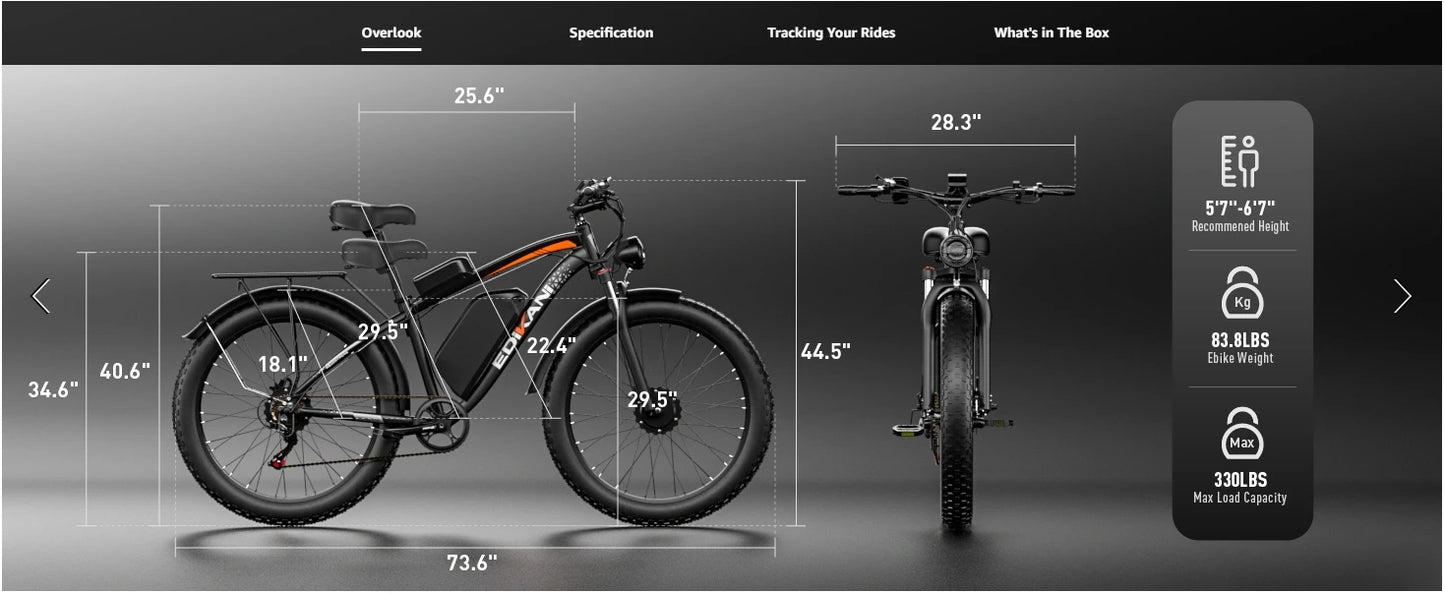 Electric Bike  2000W Peak 2500W Dual Motor Ebikes 23Ah 35MPH