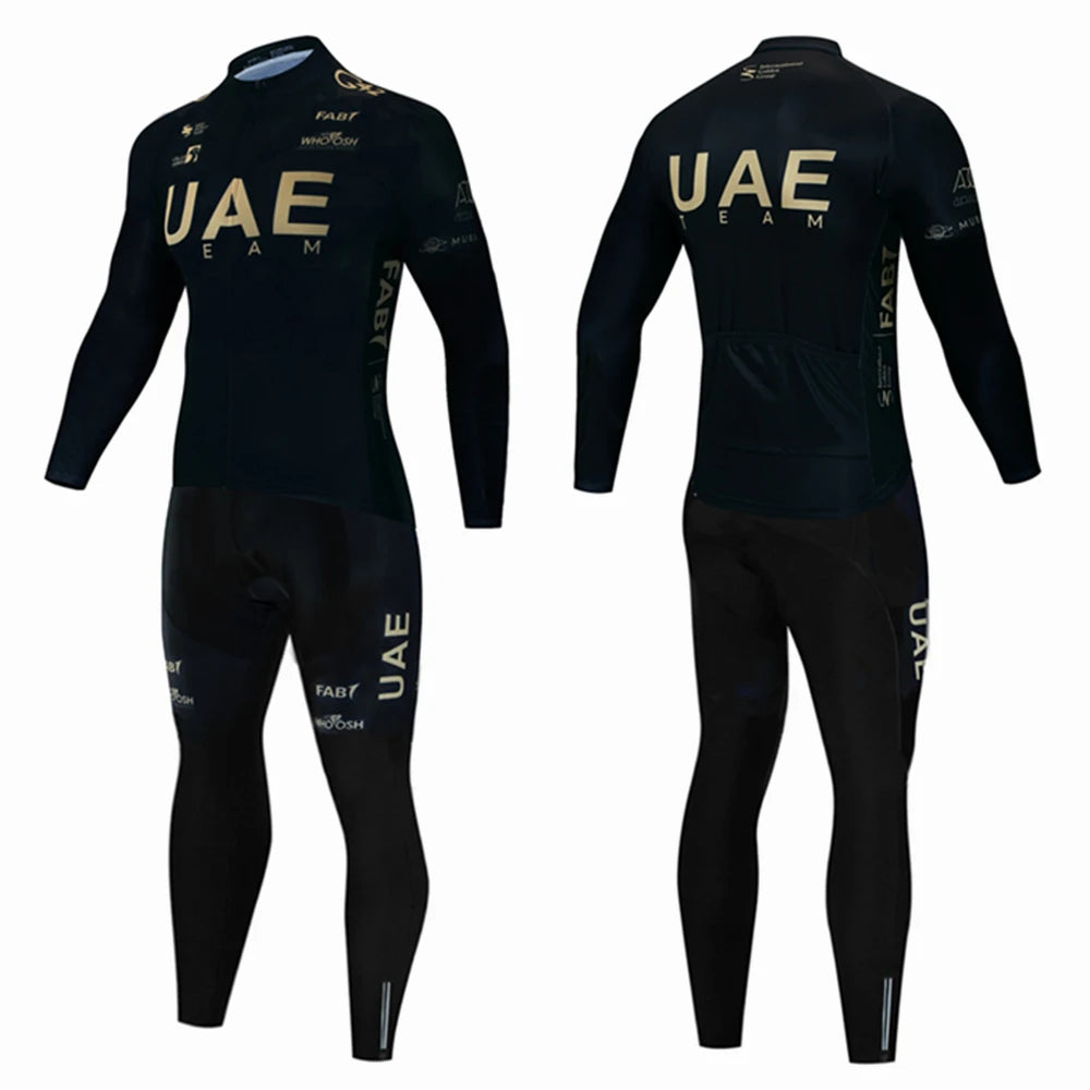 2024 UAE Winter Thermal Fleece Cycling Jersey Set Men