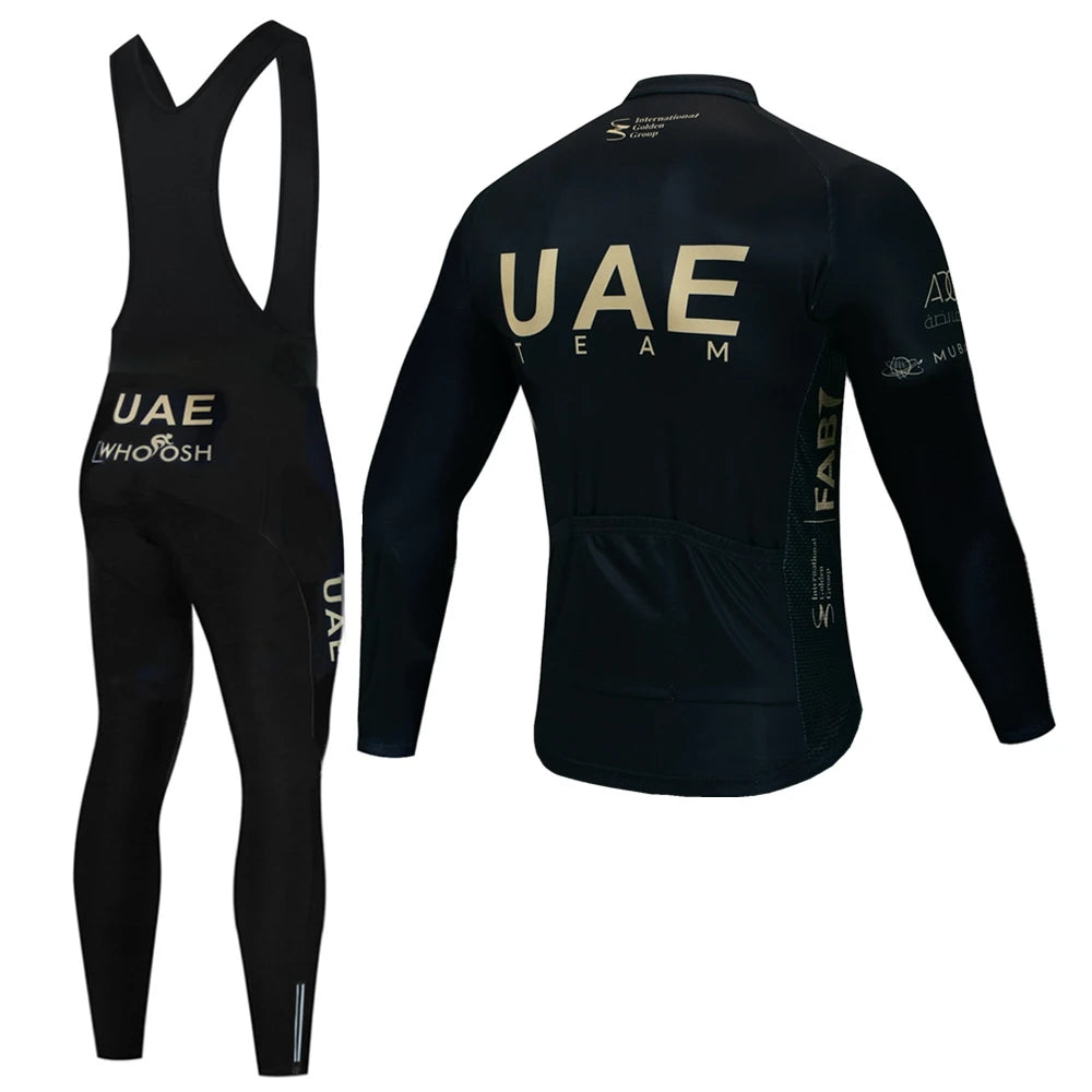 2024 UAE Winter Thermal Fleece Cycling Jersey Set Men