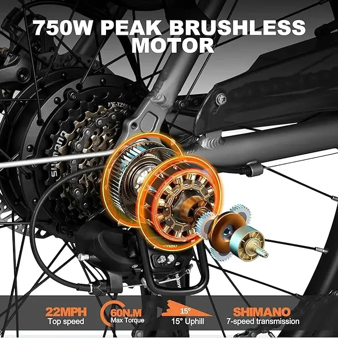 Electric Bicycle, Peak 750W Brushless Motor Cityrun Ebike, with 7 Speed