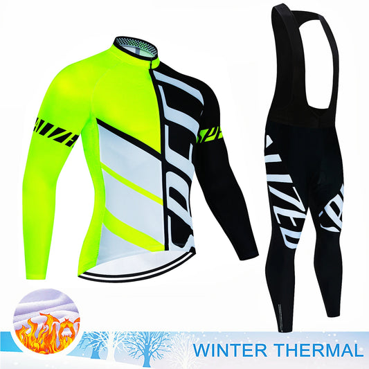 2024 New Thermal Fleece Cycling Jersey Set Winter Long Sleeve